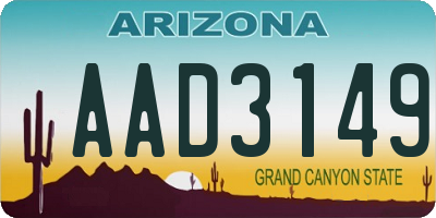 AZ license plate AAD3149
