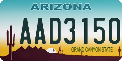 AZ license plate AAD3150