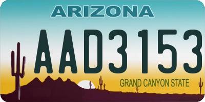 AZ license plate AAD3153