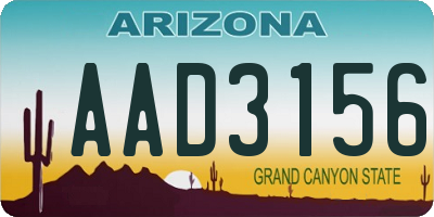 AZ license plate AAD3156
