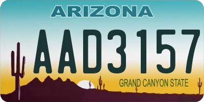 AZ license plate AAD3157