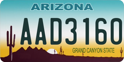 AZ license plate AAD3160