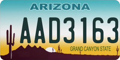 AZ license plate AAD3163