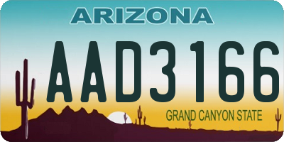 AZ license plate AAD3166