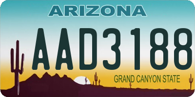 AZ license plate AAD3188