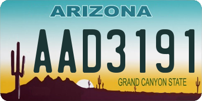 AZ license plate AAD3191