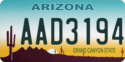 AZ license plate AAD3194