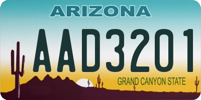 AZ license plate AAD3201