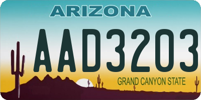 AZ license plate AAD3203
