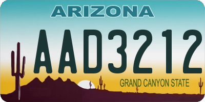 AZ license plate AAD3212