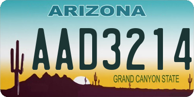 AZ license plate AAD3214