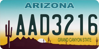 AZ license plate AAD3216