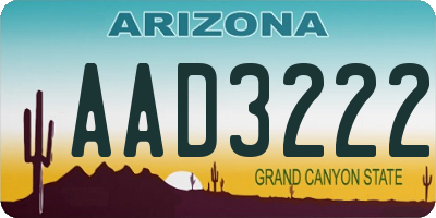 AZ license plate AAD3222