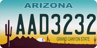 AZ license plate AAD3232