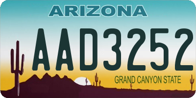AZ license plate AAD3252