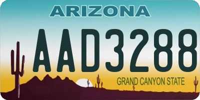 AZ license plate AAD3288