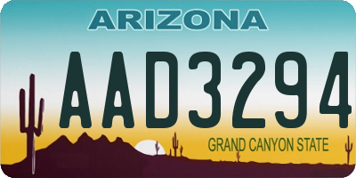 AZ license plate AAD3294
