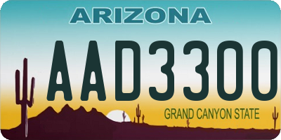 AZ license plate AAD3300