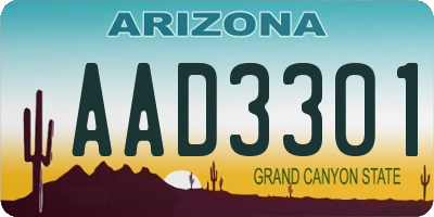 AZ license plate AAD3301
