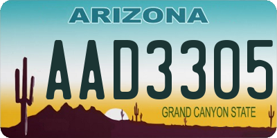 AZ license plate AAD3305