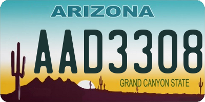AZ license plate AAD3308
