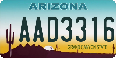 AZ license plate AAD3316