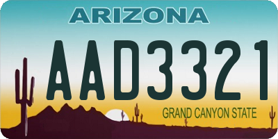 AZ license plate AAD3321