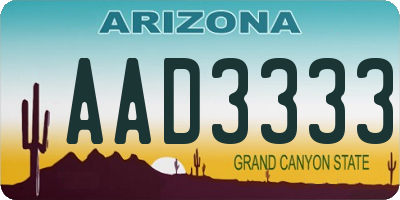 AZ license plate AAD3333