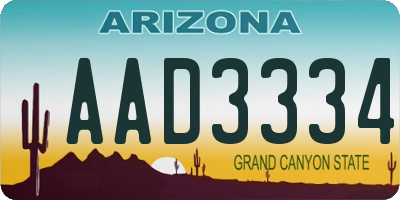 AZ license plate AAD3334