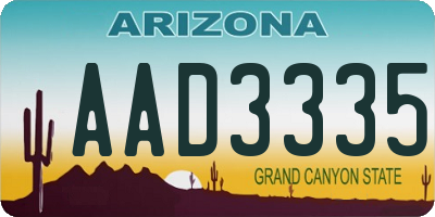 AZ license plate AAD3335