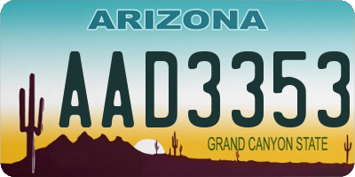 AZ license plate AAD3353