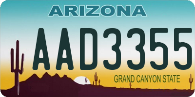 AZ license plate AAD3355