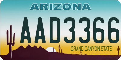 AZ license plate AAD3366