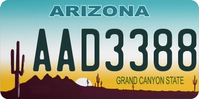 AZ license plate AAD3388