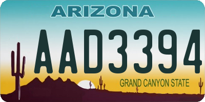 AZ license plate AAD3394