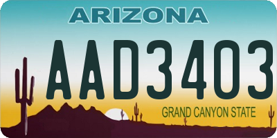 AZ license plate AAD3403