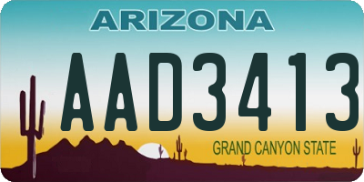 AZ license plate AAD3413