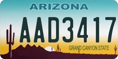 AZ license plate AAD3417