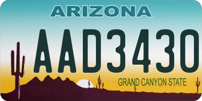 AZ license plate AAD3430