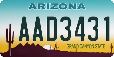 AZ license plate AAD3431