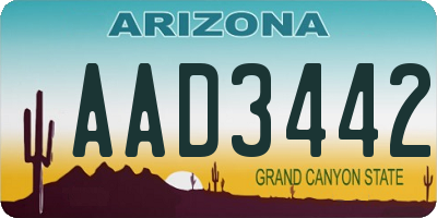AZ license plate AAD3442