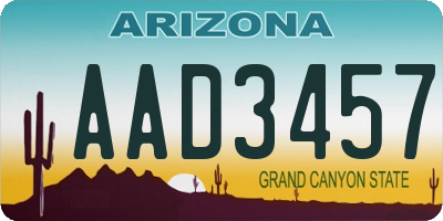 AZ license plate AAD3457