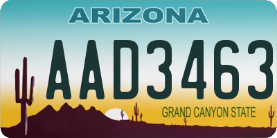 AZ license plate AAD3463