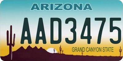 AZ license plate AAD3475