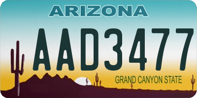 AZ license plate AAD3477