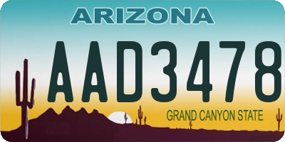 AZ license plate AAD3478