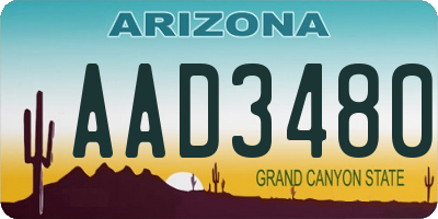 AZ license plate AAD3480