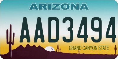 AZ license plate AAD3494