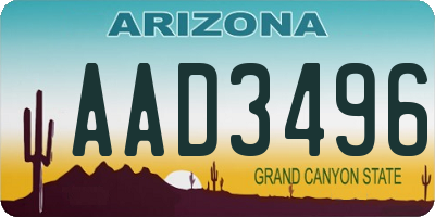 AZ license plate AAD3496