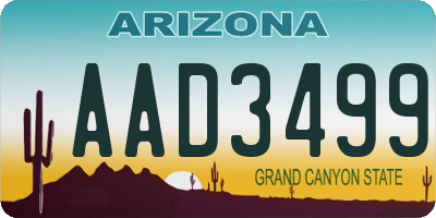 AZ license plate AAD3499